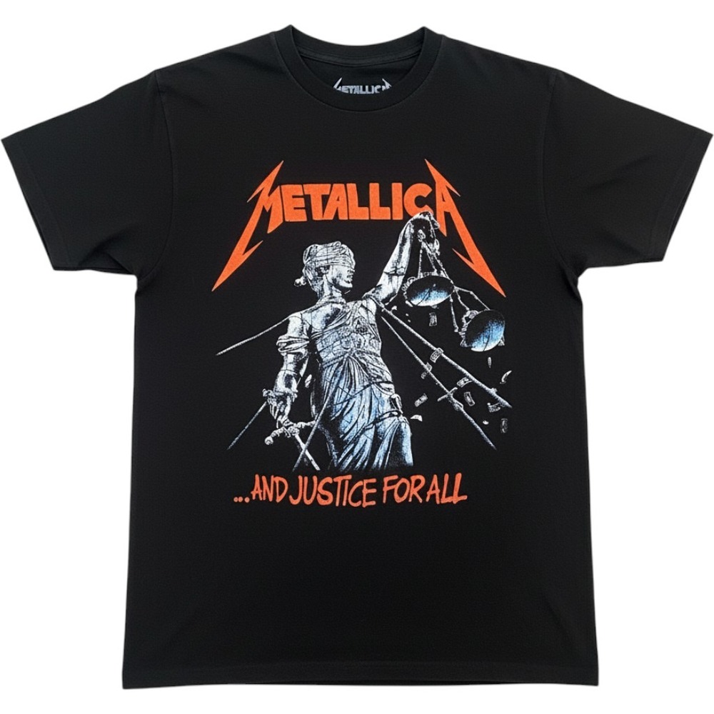 Metallica And Justice For All Graphic T-Shirt Black Small Rock Band Tee